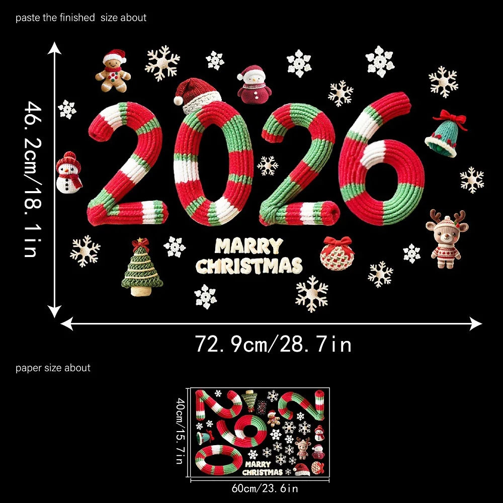 2026 Christmas Scene Window Stickers Large Store Window Door Decor | Reflective Number Stickers | Removable Static Clings Decor Peaceful Pleasures Health and Wellness A