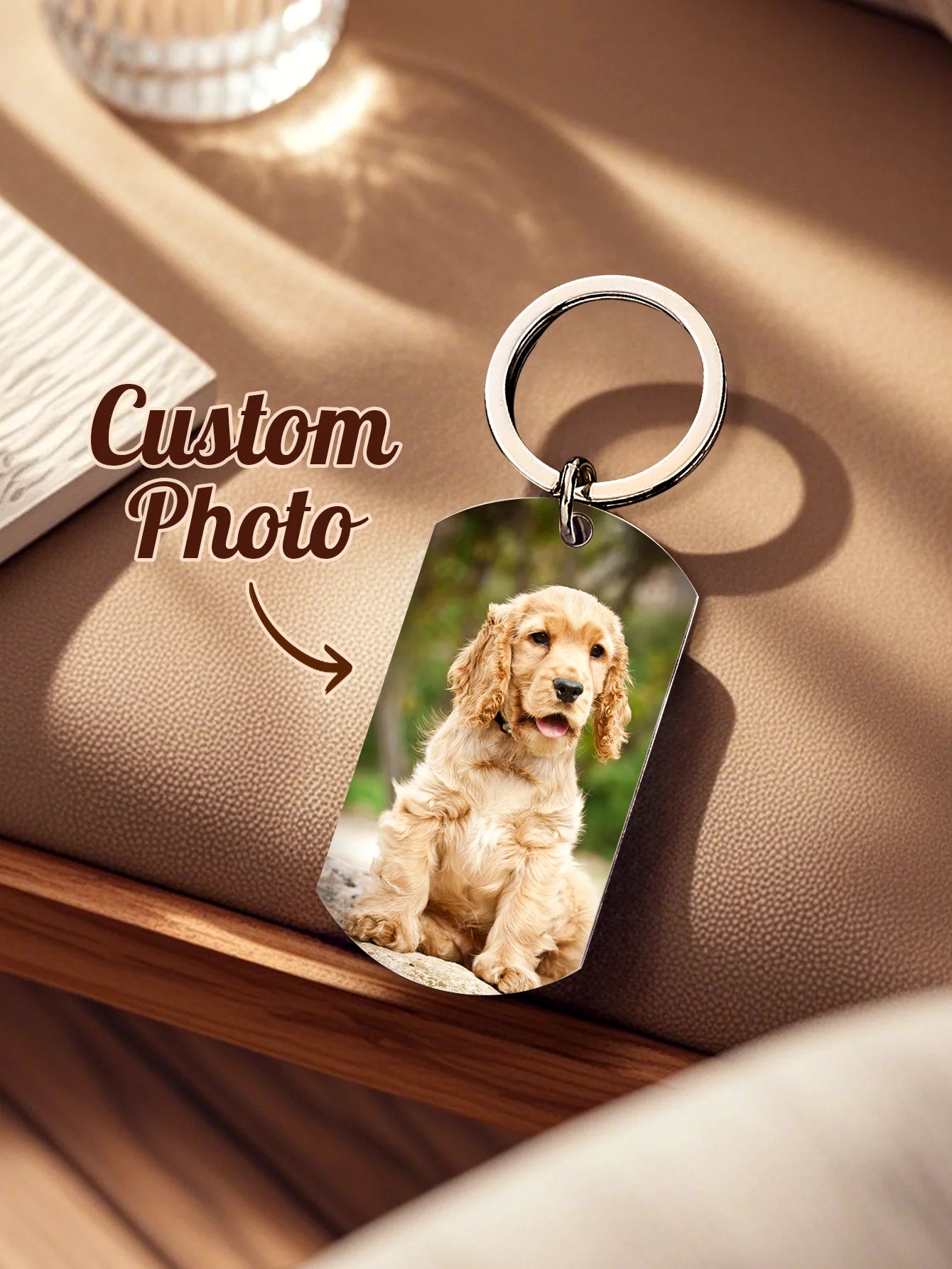 Personalized Pet Photo Keychain Custom Dog Memorial Gift Pet Loss Keepsake for Dog Lovers Anniversary Christmas Gift Peaceful Pleasures Health and Wellness