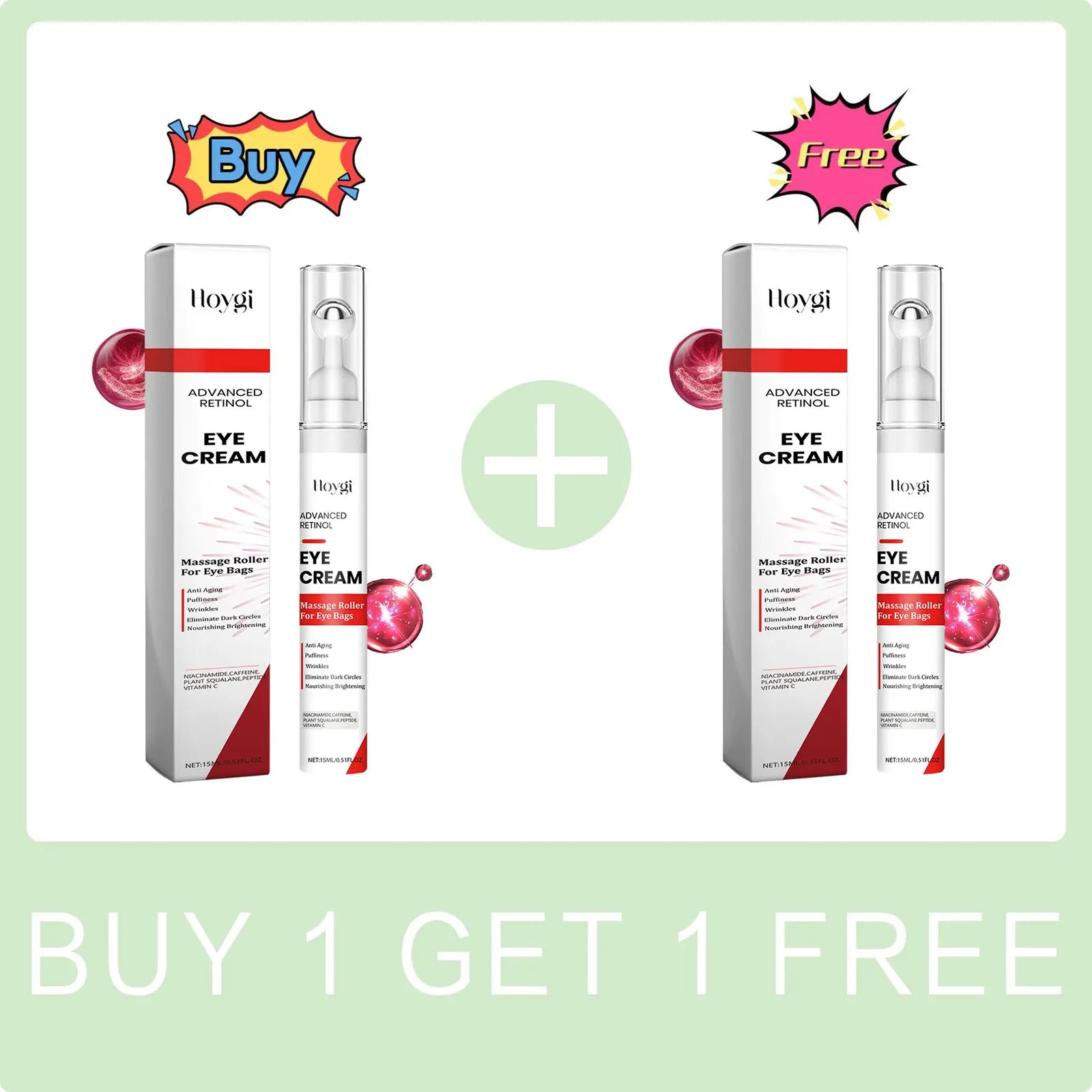 Retinol Eye Cream Anti-Puffiness Lightening Dark Circles Eye Bags Remove Fade Fine Lines Firming Moisturizing Eyes Care Serum Peaceful Pleasures Health and Wellness Buy 1 Get 1 Free