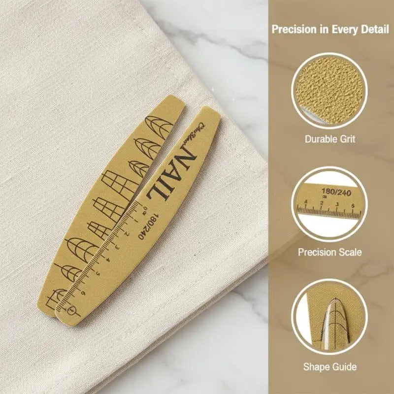 5 Pcs Double-Sided Nail File Set With Scale 100/180 180/240 Grit Washable Ruler Sanding Nail File Durable Nail Sanding Tools Peaceful Pleasures Health and Wellness