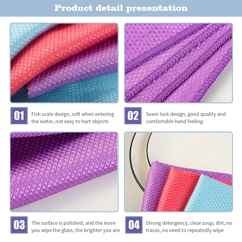 1/5/10Pcs Kitchen Towel Dish Cloth Absorbable Glass Microfiber Cloth Cleaning Wipes Window Car Towel Rag Kitchen Accessories Peaceful Pleasures Health and Wellness