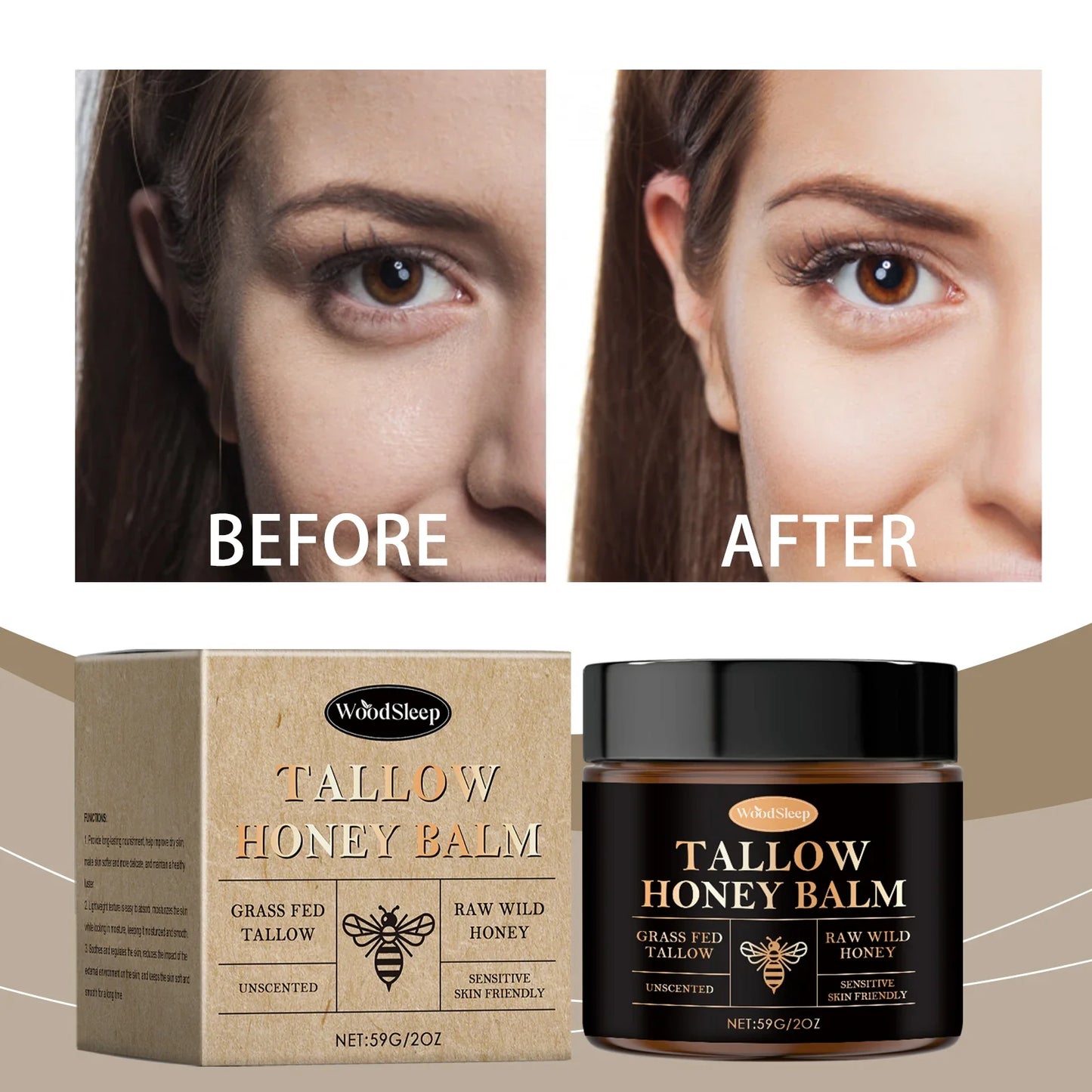WOODSLEEP Tallow Honey Balm – Moisturizing Face Hand Body Balm