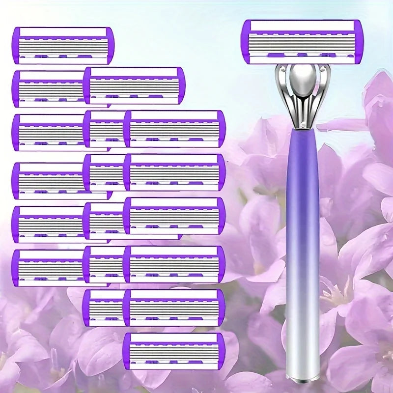 Women's 6-Blade Reusable Razor | Replaceable Head Shaver