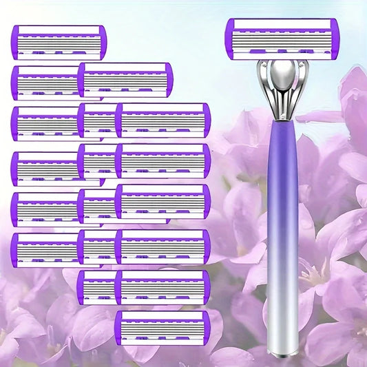 Women's 6-Blade Reusable Razor | Replaceable Head Shaver Women's Razor Peaceful Pleasures Health and Wellness