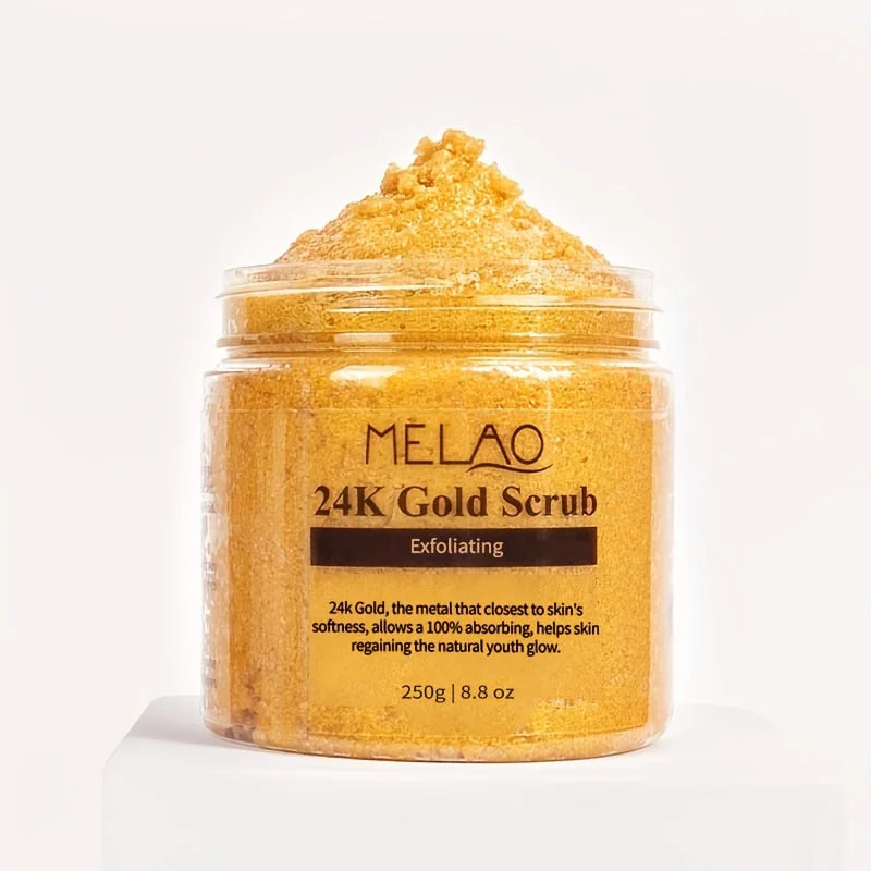 MELAO 24K Gold Salt Scrub – Face & Body Exfoliator 250g