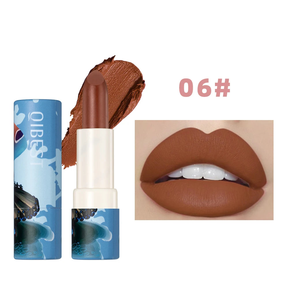 QIBEST Fantasy 6 colors Mushroom Lipstick Makeup Long Lasting Velve Red Sexy Lip Tint Moisture Nude Lip Gloss Women Cosmetics Peaceful Pleasures Health and Wellness 06
