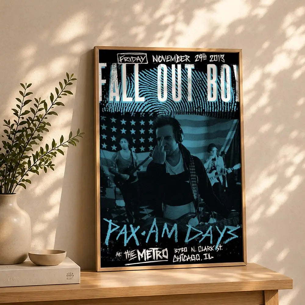 Band F-Fall Out BoyS Poster HD Self Adhesive Waterproof Wall Art Ideal for Home Office Dorm Bedroom Great Gift Peaceful Pleasures Health and Wellness White12 15X20cmNoframe