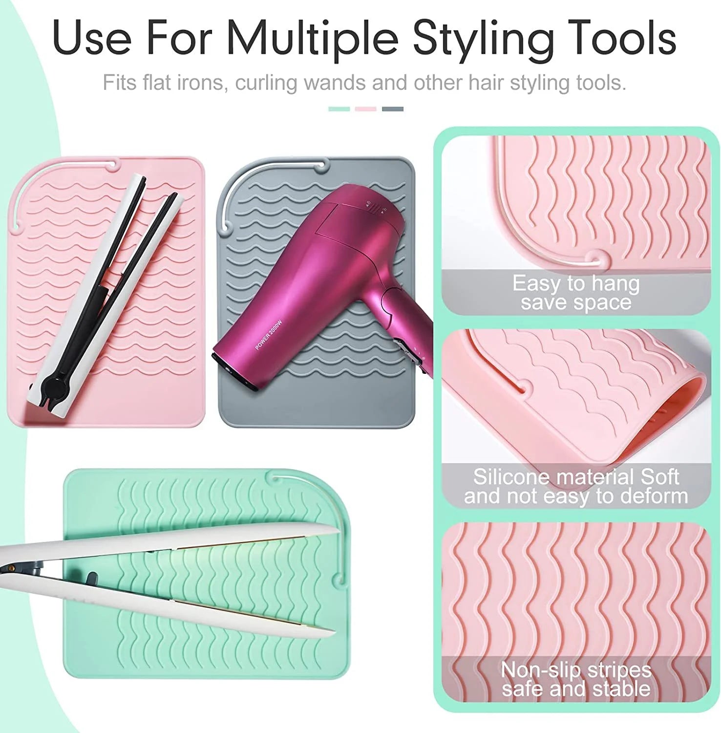 Best Selling Curling Iron Pad Straightener Hair Styling Tool Heat Resistant Mat Anti-Slip Design for Professional Use Peaceful Pleasures Health and Wellness