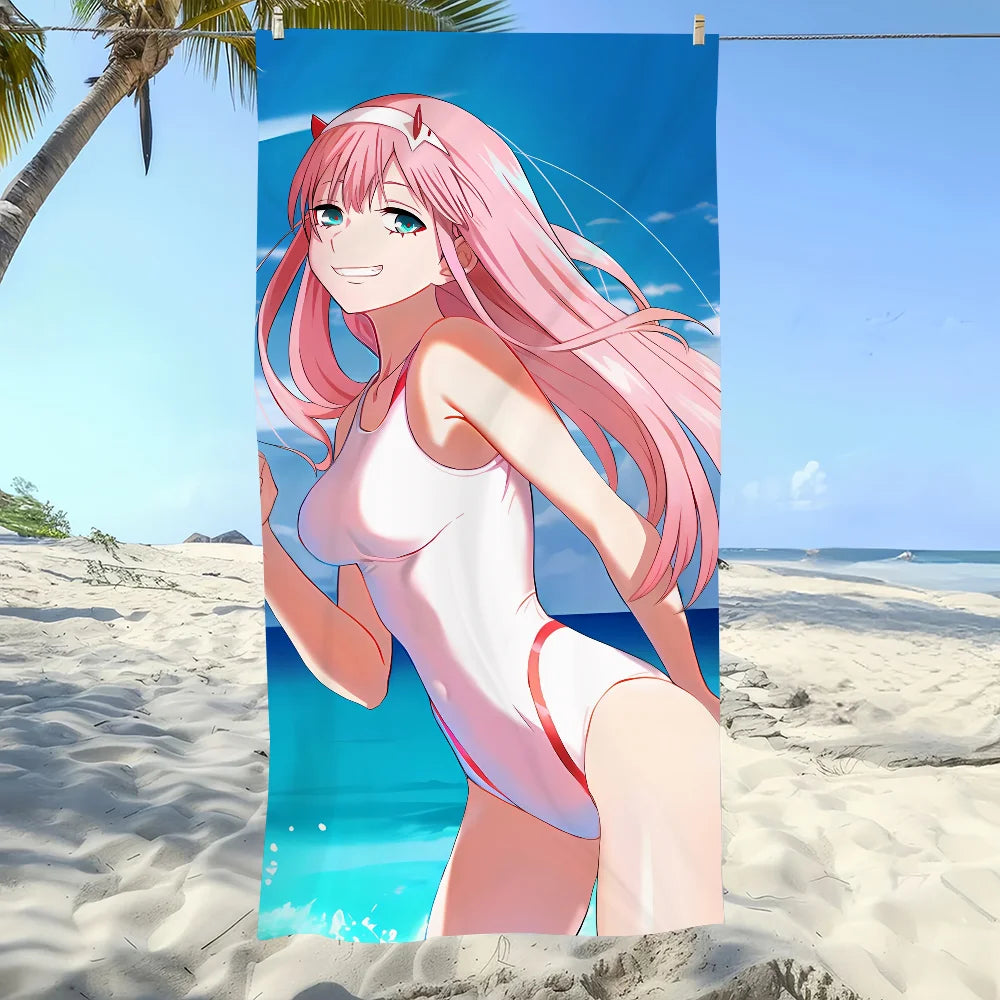 Darling in the FranXX Zero Two Anime Beach Towel | Quick Dry Anime Beach Towel Peaceful Pleasures Health and Wellness z1 STJ40x70CM