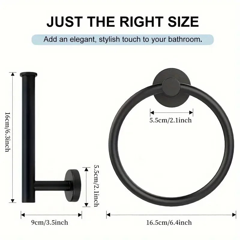 2-Piece Stainless Steel Bathroom Set – Towel & Paper Holder