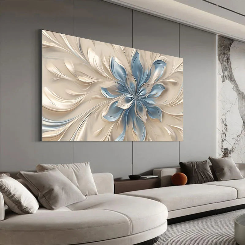 Blue White Floral Canvas Poster | Nordic Minimalist Wall Art Floral Canvas Poster Peaceful Pleasures Health and Wellness
