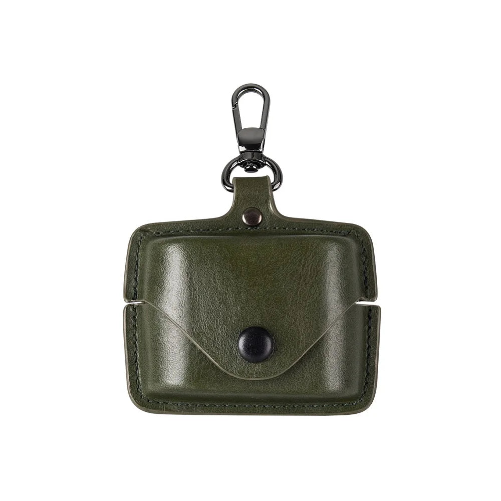 Snap-On Design Solid-Color PU Leather Case For Sony WF-1000XM6 Earbuds A Stylish And Practical Carrying Case Peaceful Pleasures Health and Wellness green