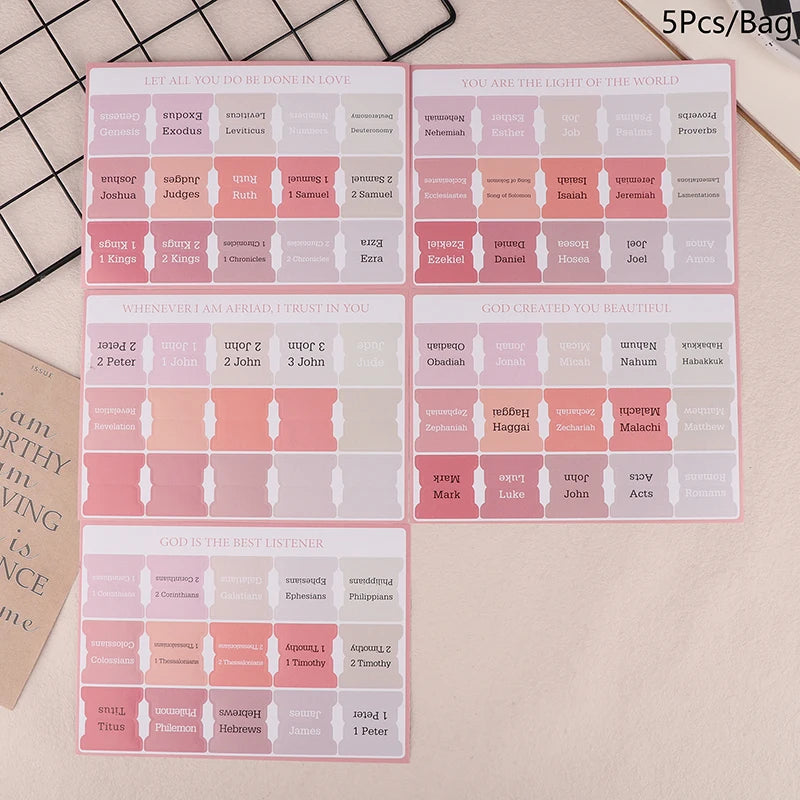 Boho Laminated Bible Tabs – 5 Index Tabs for Study Bible