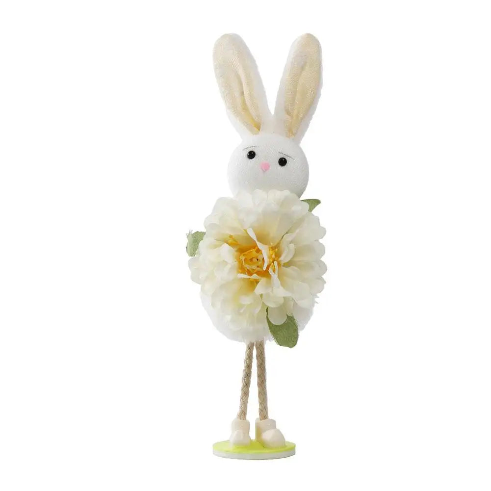 Easter Bunny Figurine | Spring Floral Rabbit Desktop Ornament