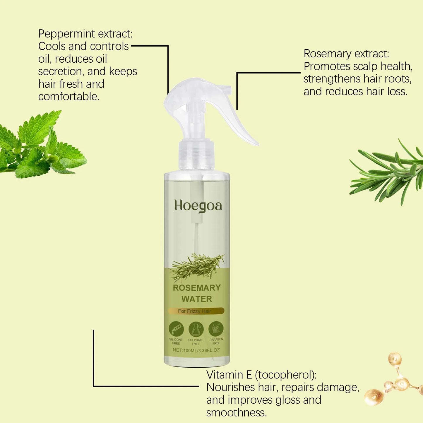 HOEGOA Rosemary Hair Conditioner Spray – Oil Control & Repair