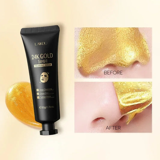 LAIKOU 24K Gold Snail Peel-Off Mask – Pore Cleaner & Blackhead Remover 50g Peaceful Pleasures Health and Wellness
