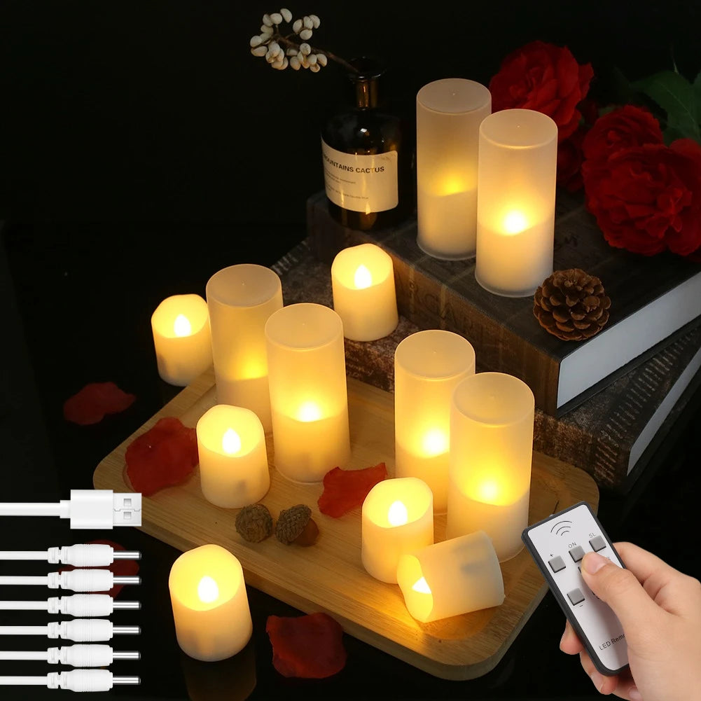 Rechargeable Tea Light Candles with Remote Realistic Flameless Flickering Tealight Electronic Candles for Halloween Christmas Peaceful Pleasures Health and Wellness