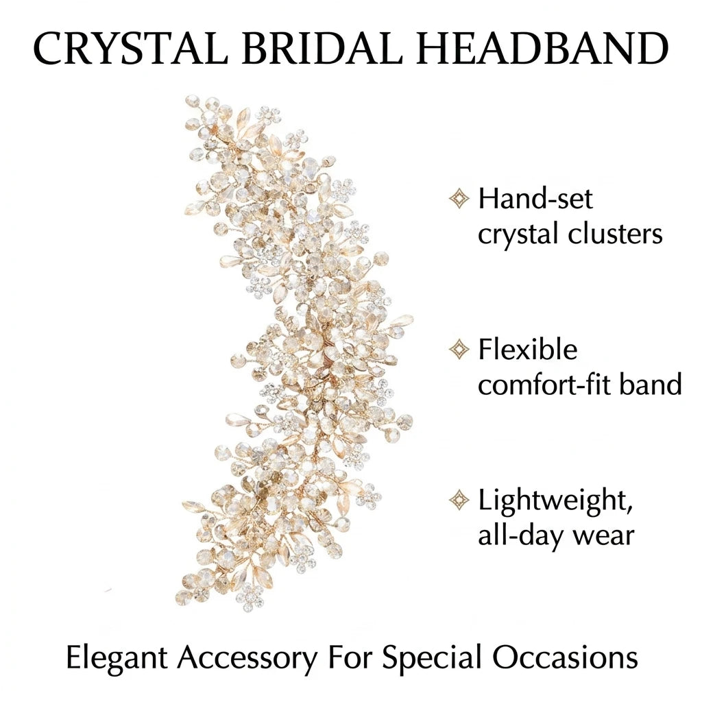 Hand-made Crystal Bridal Headband With Colorful Rhinestones For Wedding And Party Peaceful Pleasures Health and Wellness