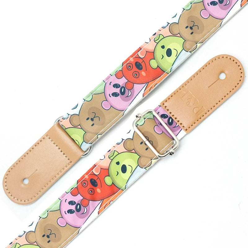 Cute Cartoon Printed Ukulele Strap Adjustable Guitar Belt Shoulder Straps for Ukulele Electric Acoustic Guitar Bass Accessories Peaceful Pleasures Health and Wellness H