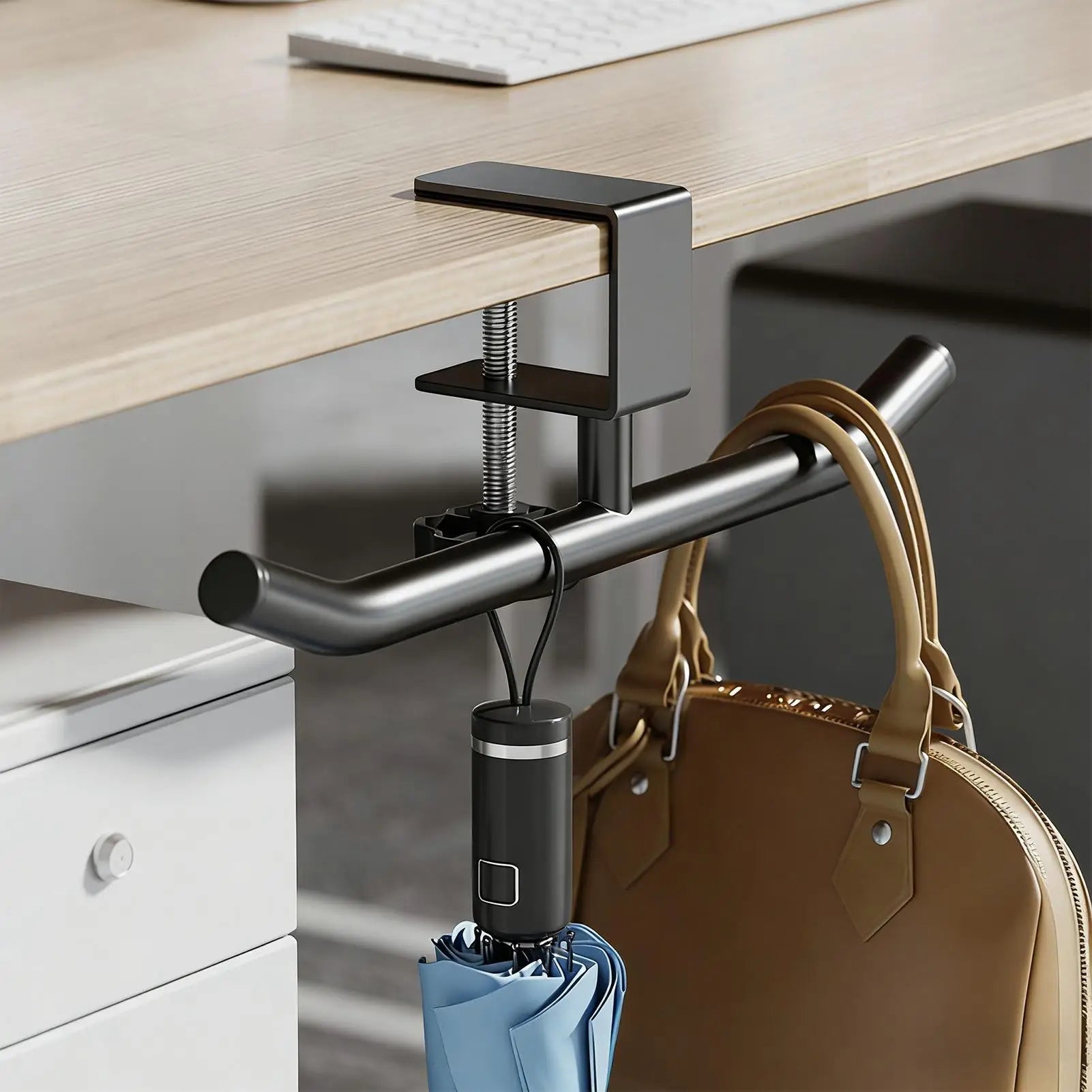 Heavy Duty Double Pole Table Bag Holder & Purse Hook Clamp Table Bag Holder Peaceful Pleasures Health and Wellness