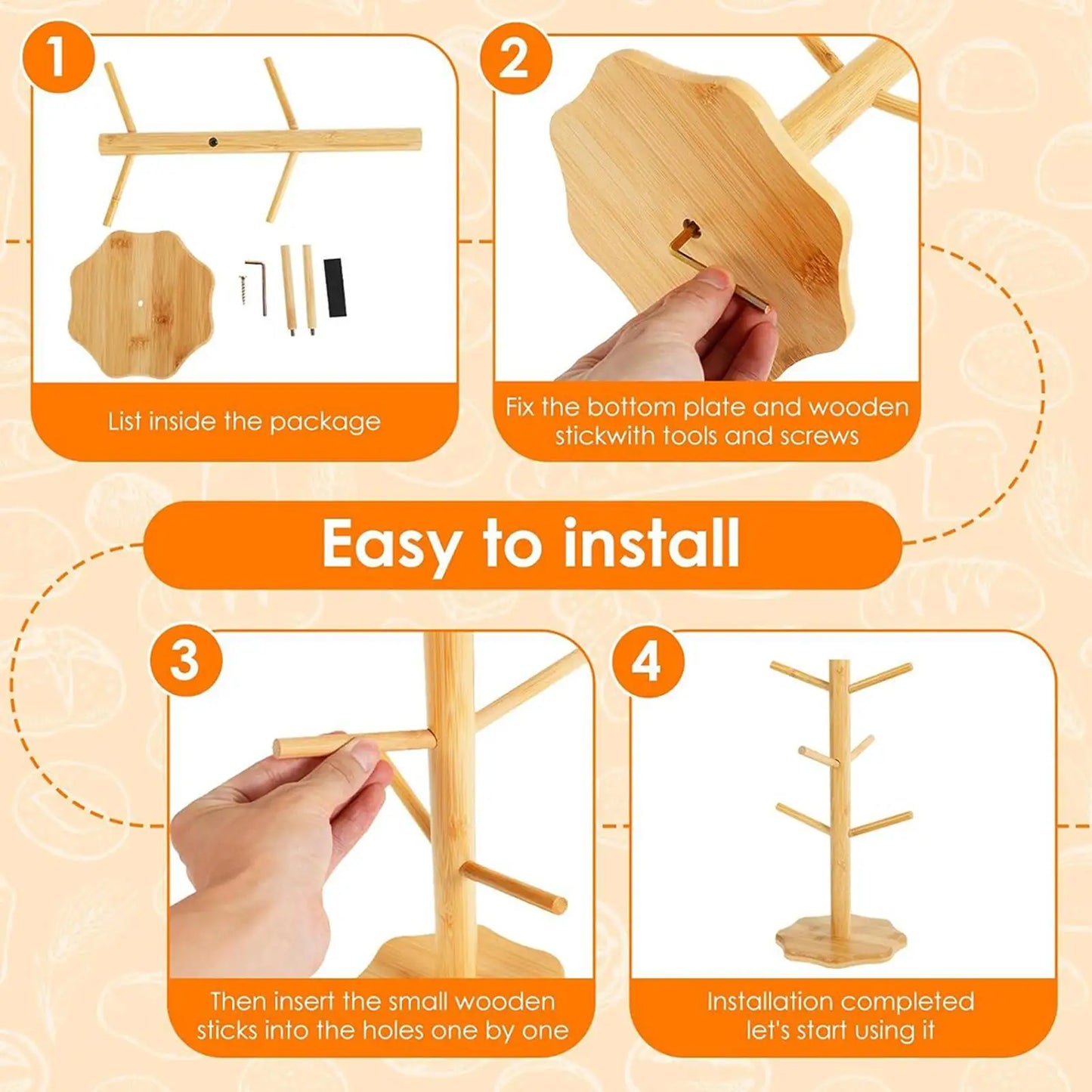 Wooden Tree Pretzel & Sausage Display Stand | Bamboo
