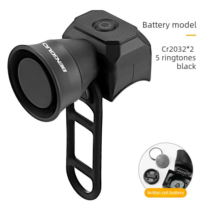Bicycle Horn Mountain Bike Battery/USB Charging Waterproof Electronic Bike Bell Riding Equipment Children's Scooter Accessories Peaceful Pleasures Health and Wellness Battery-taye