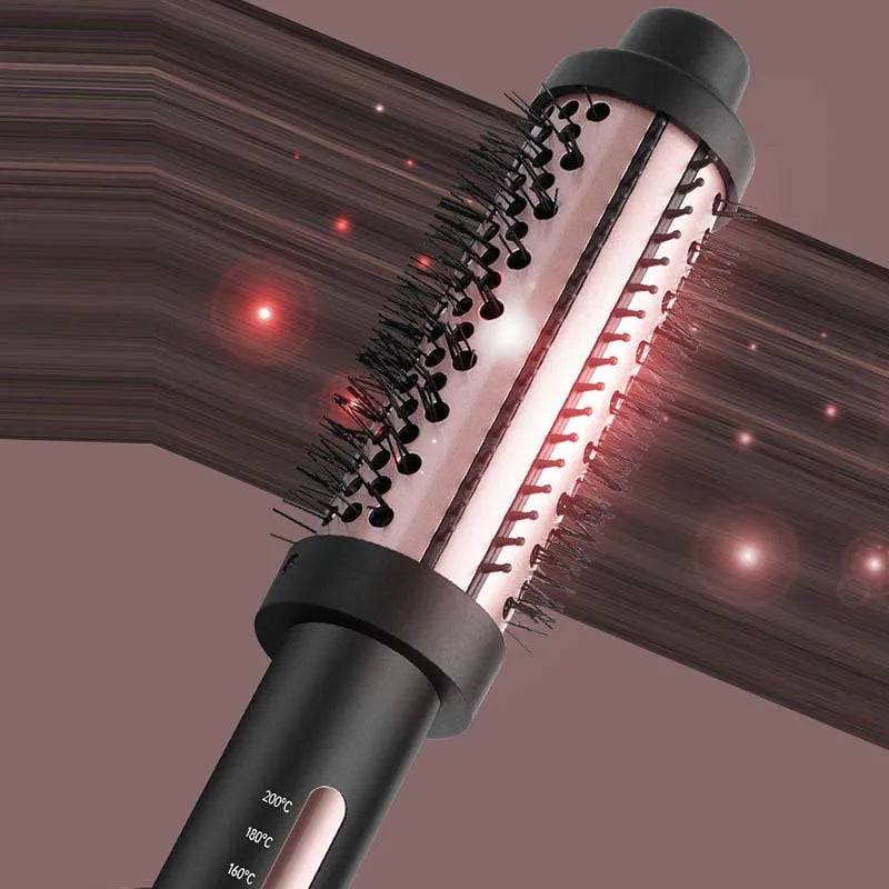 Ceramic Coating Thermal Hair Curler Brush Curling & Straightening 3-in-1 Hair Styling Comb & Blow-Drying Straightener Peaceful Pleasures Health and Wellness