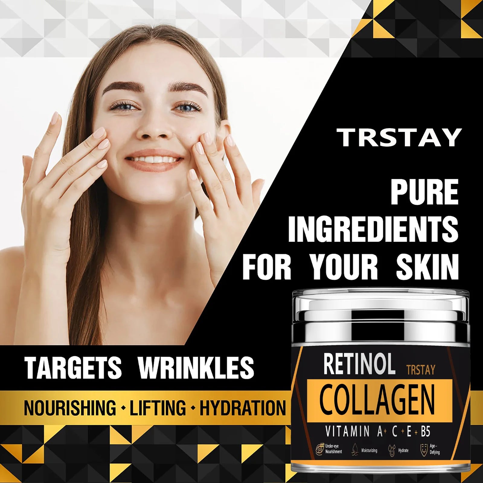 Retinol collagen face cream, mild and non irritating, tightens skin, brightens skin tone, and makes skin soft and delicate Peaceful Pleasures Health and Wellness