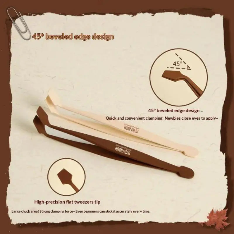 Small Curved Spatula Tweezers Stainless Steel For Beginners Cute Anti-Stick Eyelash Tool Easy Fake Eyelashes Clamp For New Users Peaceful Pleasures Health and Wellness