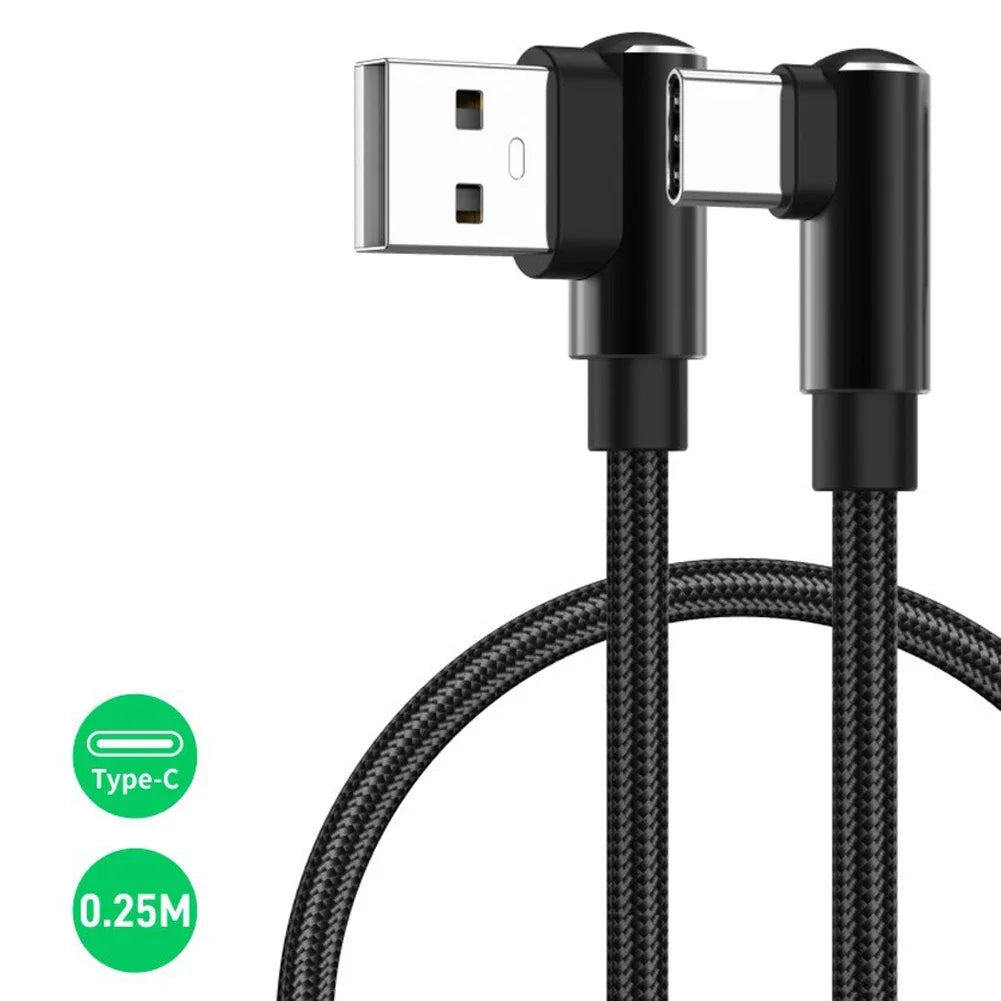 90° Elbow USB-C Fast Charging Cable 66W 6A | 25cm & 50cm