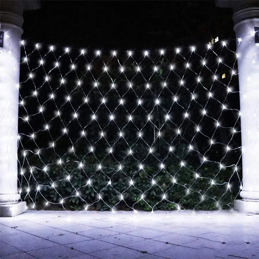 Outdoor Waterproof Solar LED Net Curtain Fairy String Lights
