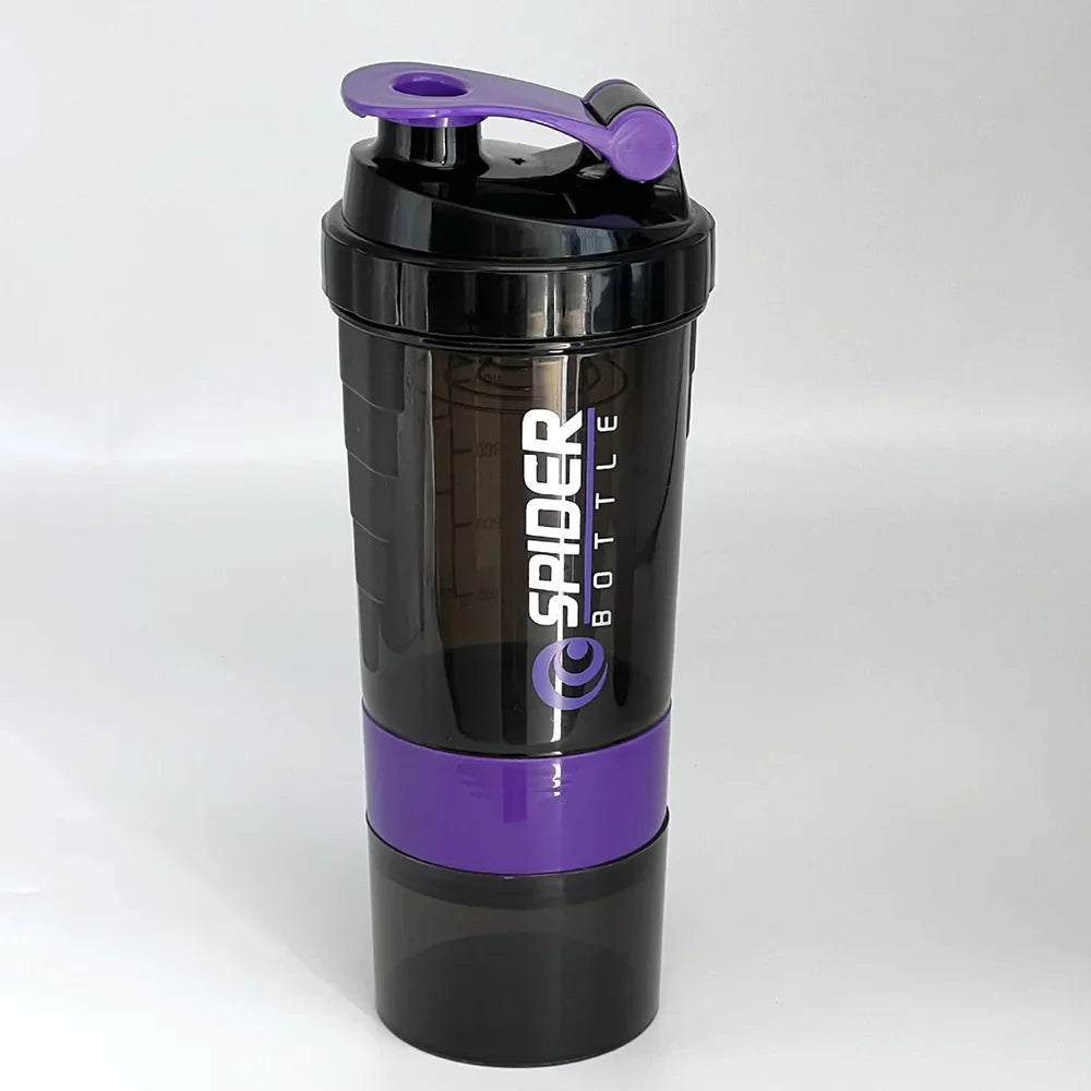 3-Layer Protein Shaker Bottle – Gym Mixing Cup & Water Bottle