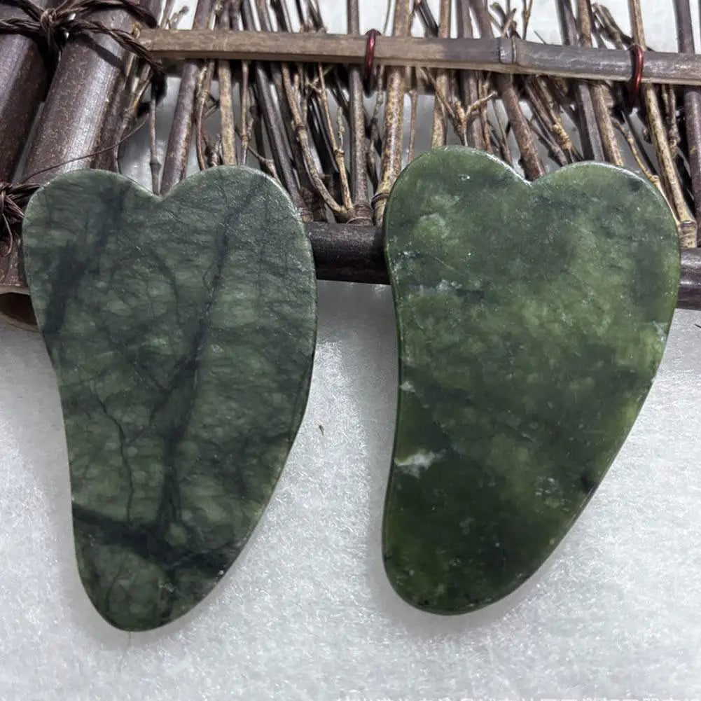 Heart-Shaped Jade Gua Sha Board – Face & Body Massage Tool