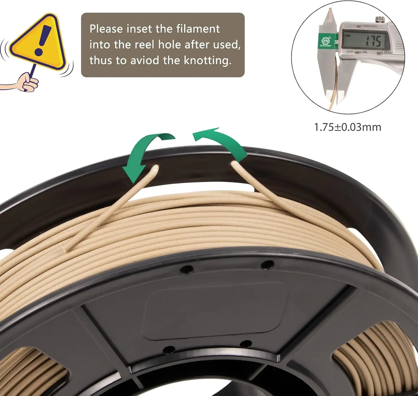 Wood PLA+ Filament 1.75mm | 250g–1000g Spool ±0.03mm