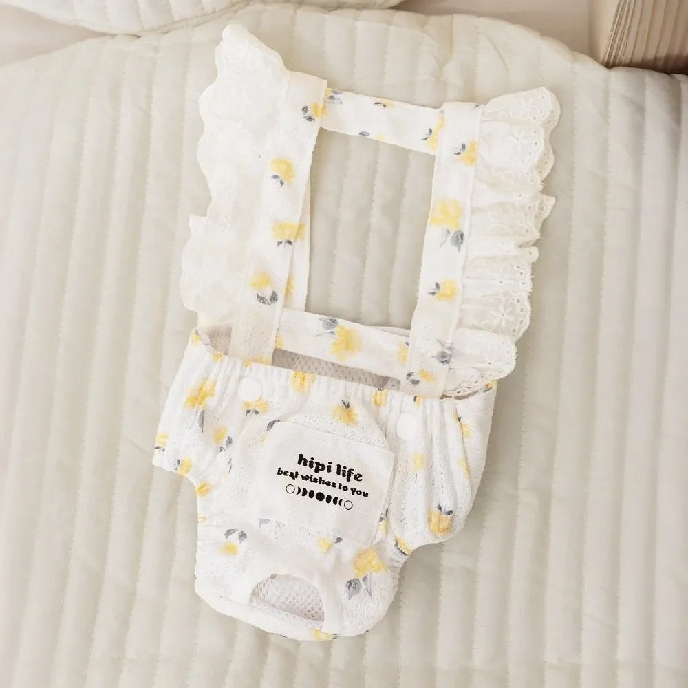 Female Dog Physiological Pants | Breathable Cotton Suspender Shorts