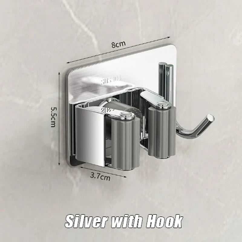 Wall-Mounted Mop & Broom Holder – 304 Stainless Steel Rack