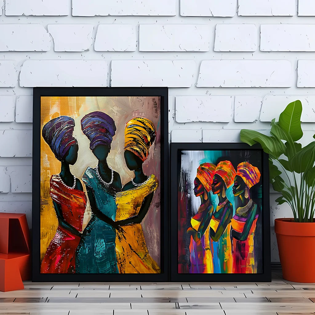 Abstract Wall Art Ethnic African Tribal Female Modern Abstract Oil Painting Canvas Painting Western Style Living Room Wall Decor Peaceful Pleasures Health and Wellness