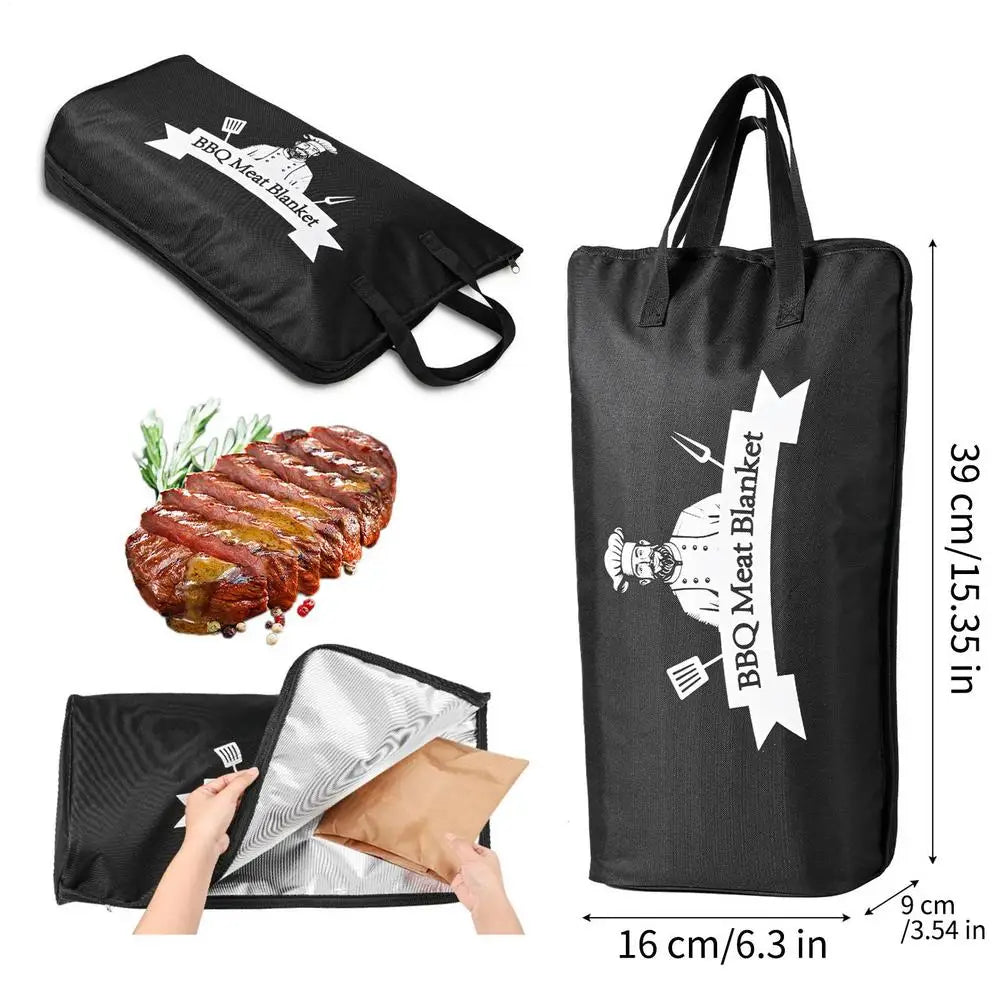 Insulated Meat Resting Bag | Reusable BBQ Blanket Outdoor BBQ Meat Resting Bag Peaceful Pleasures Health and Wellness China Mainland Black