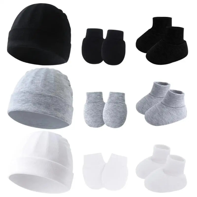 Newborn Baby Hat Gloves & Booties Set – Soft Cotton 0–9M