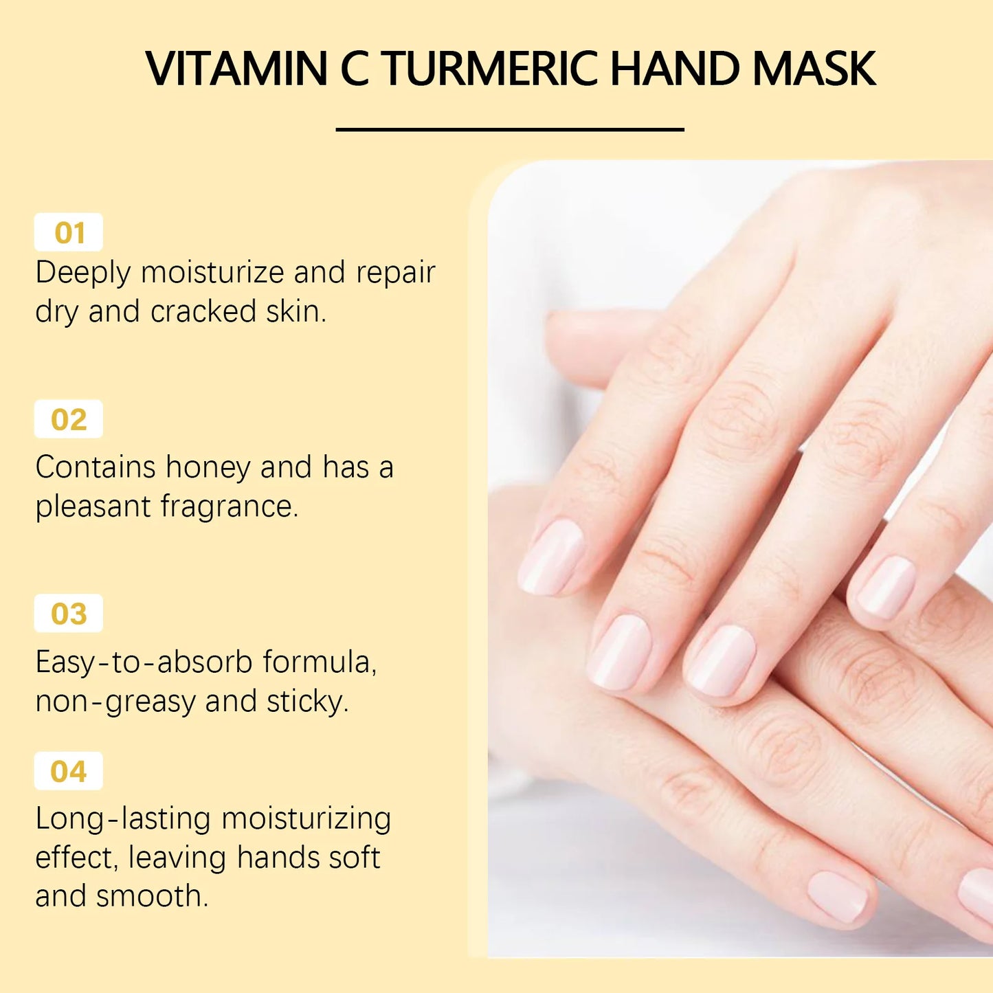 Vitamin C Turmeric Peel Off Hand Mask Moisturizing Nourishing Smoothing Skin Hydrating Improve Roughness Hand Skin Care Peaceful Pleasures Health and Wellness