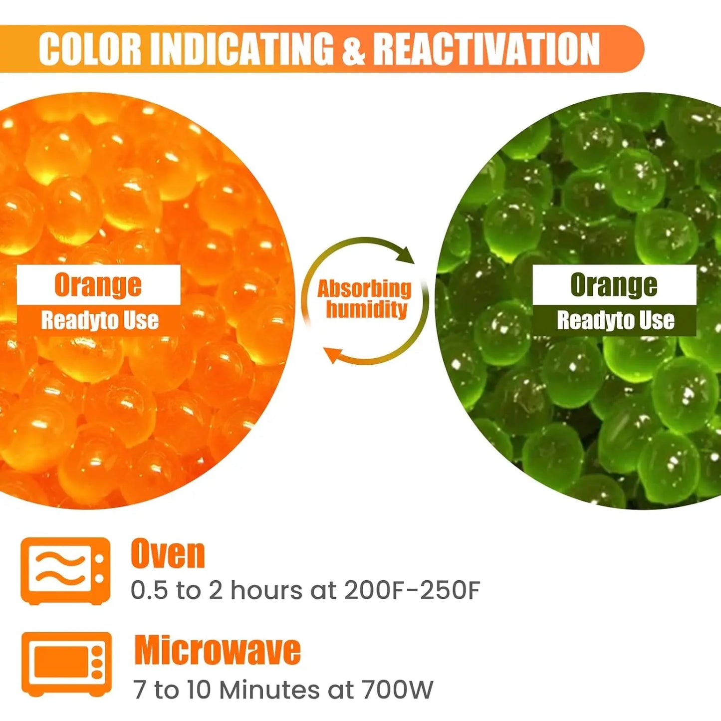 Orange Silica Gel Desiccant Beads 3–5mm | Reusable Moisture Absorber