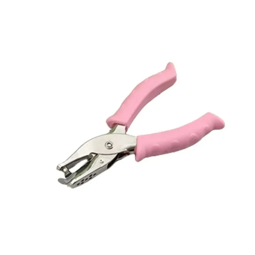 Single Hole Mini Paper Punch Macaron Color Non-slip Handle DIY Paper Puncher Fashion Rubber Handle Single Hole Punch Stationery Peaceful Pleasures Health and Wellness pink