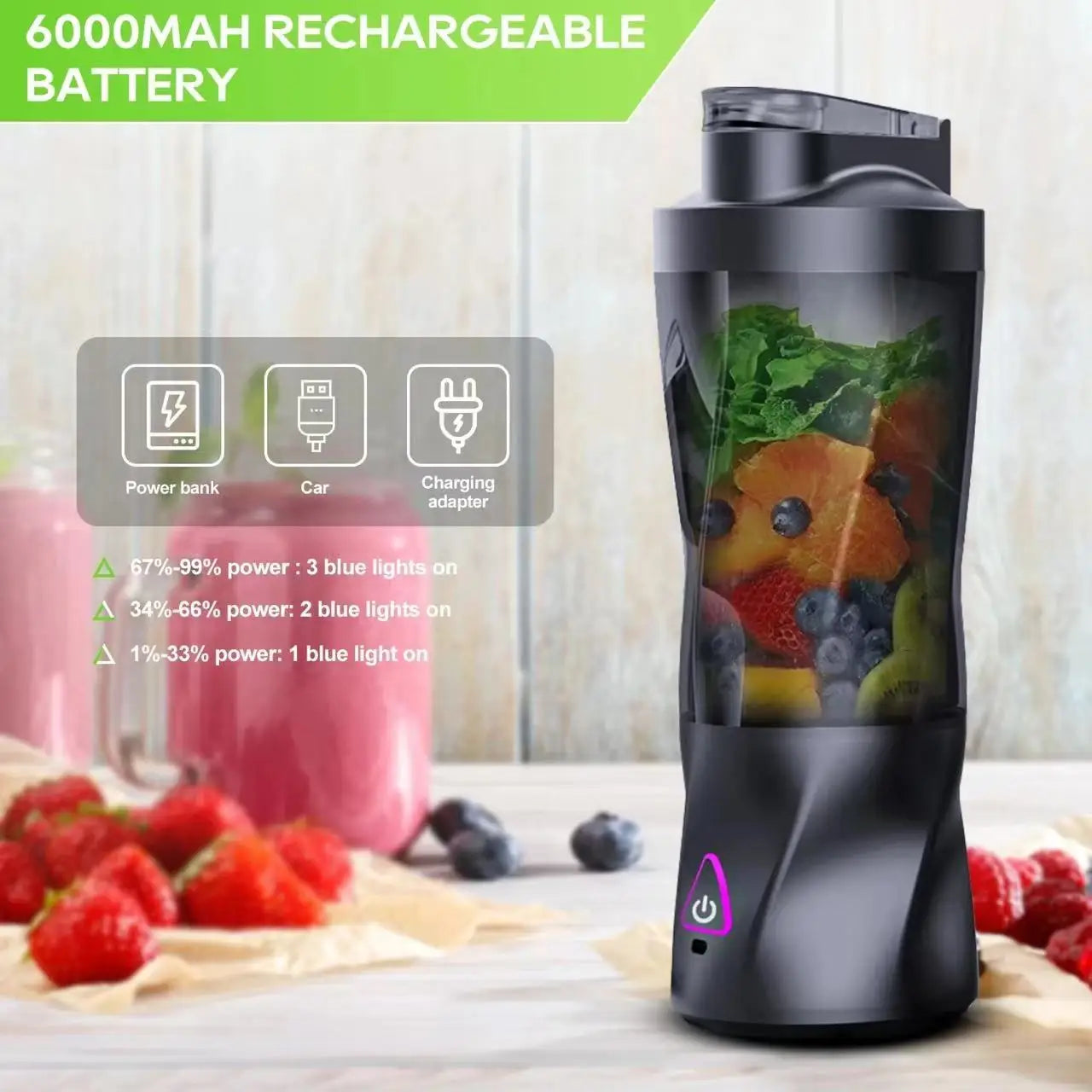 700ml Large Capacity High-Speed Portable Wireless Rechargeable USB Juicer Blender Fruit Mixer Grinder Peaceful Pleasures Health and Wellness
