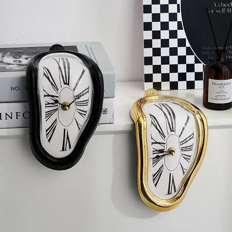 2024 New Novel Surreal Melting Distorted Wall Clocks Surrealist Salvador Dali Style Wall Watch Decoration Gift Home Garden Peaceful Pleasures Health and Wellness