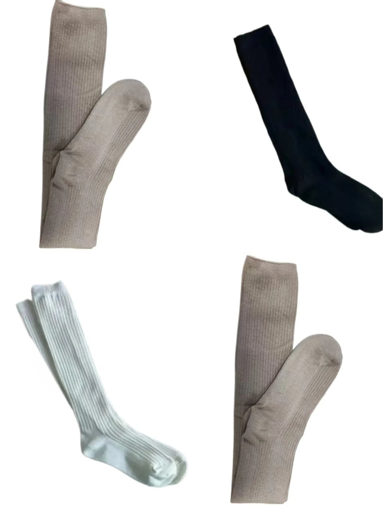 Knitting Cotton Long Socks Women Stockings Autumn Winter Warm Thigh High Stockings Ladies Girls Fashion Solid Knee Socks Women Peaceful Pleasures Health and Wellness One Size 4pair