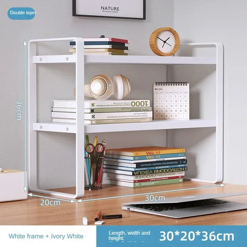 Desktop Wood & Iron Storage Shelf Desk Organizer Rack