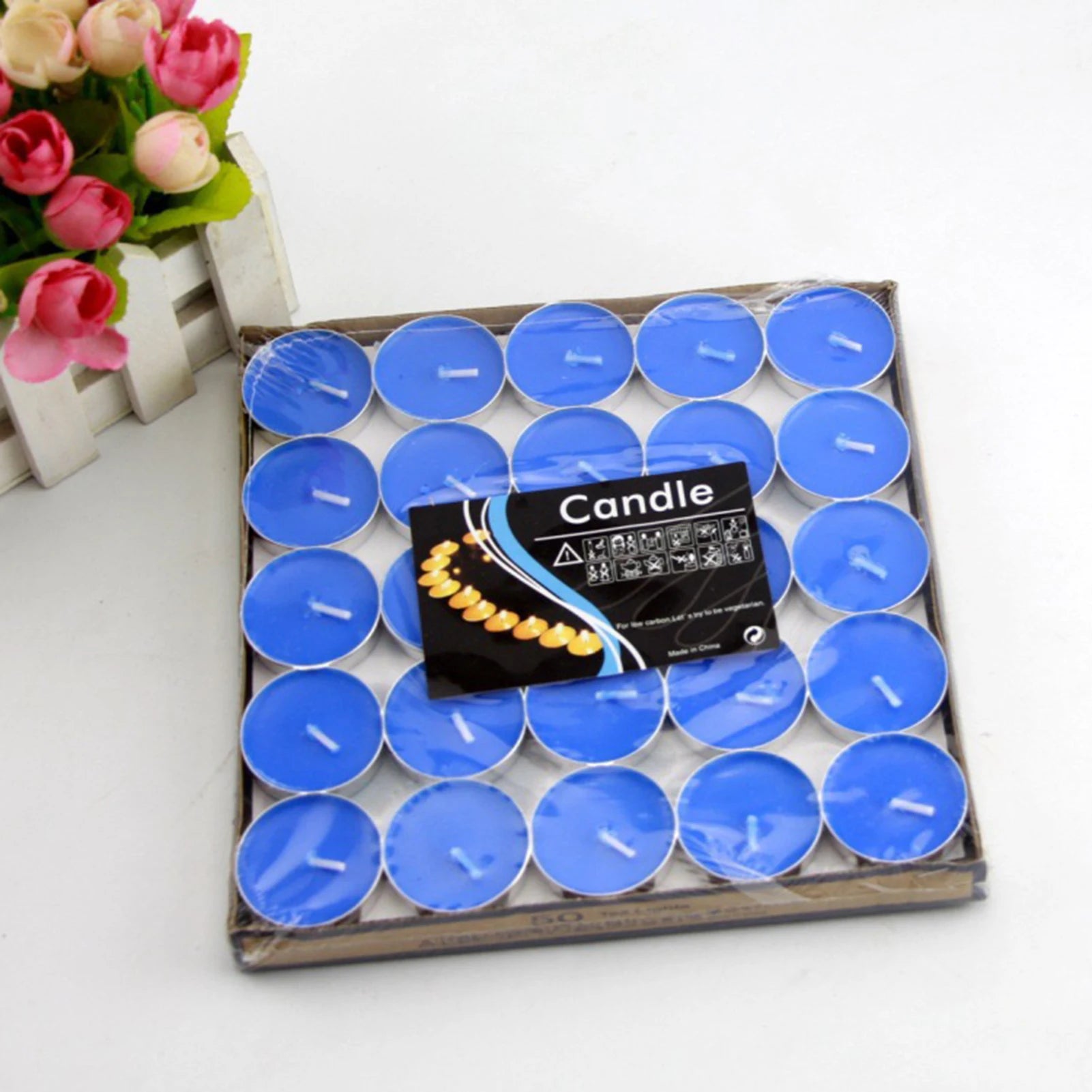 50Pcs Tea Lights Flameless Candles Long Lasting Paraffin Tea Candles for Bedroom Indoors Night Peaceful Pleasures Health and Wellness