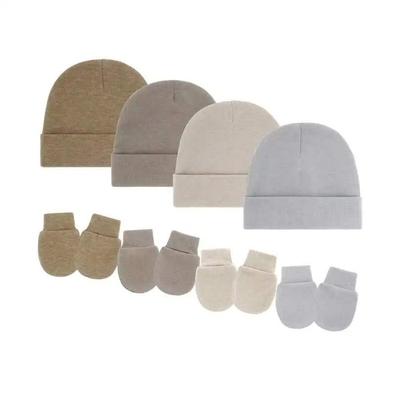 Cotton Newborn Baby Hat & Mittens Set – Soft Knit, 0–12 Mo