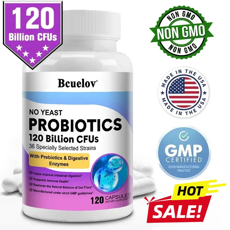 Probiotics 120 Billion CFU 36 Strains Contains Prebiotics and Digestive Enzymes for Digestion and Immune Support Vegan, Non-GMO Peaceful Pleasures Health and Wellness