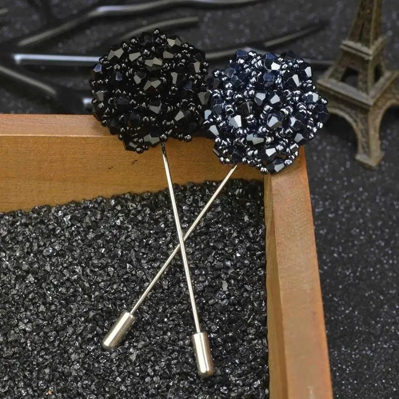 Fashion Crystal Flower Men's Brooches Long Brooch Pins Handmade Lapel